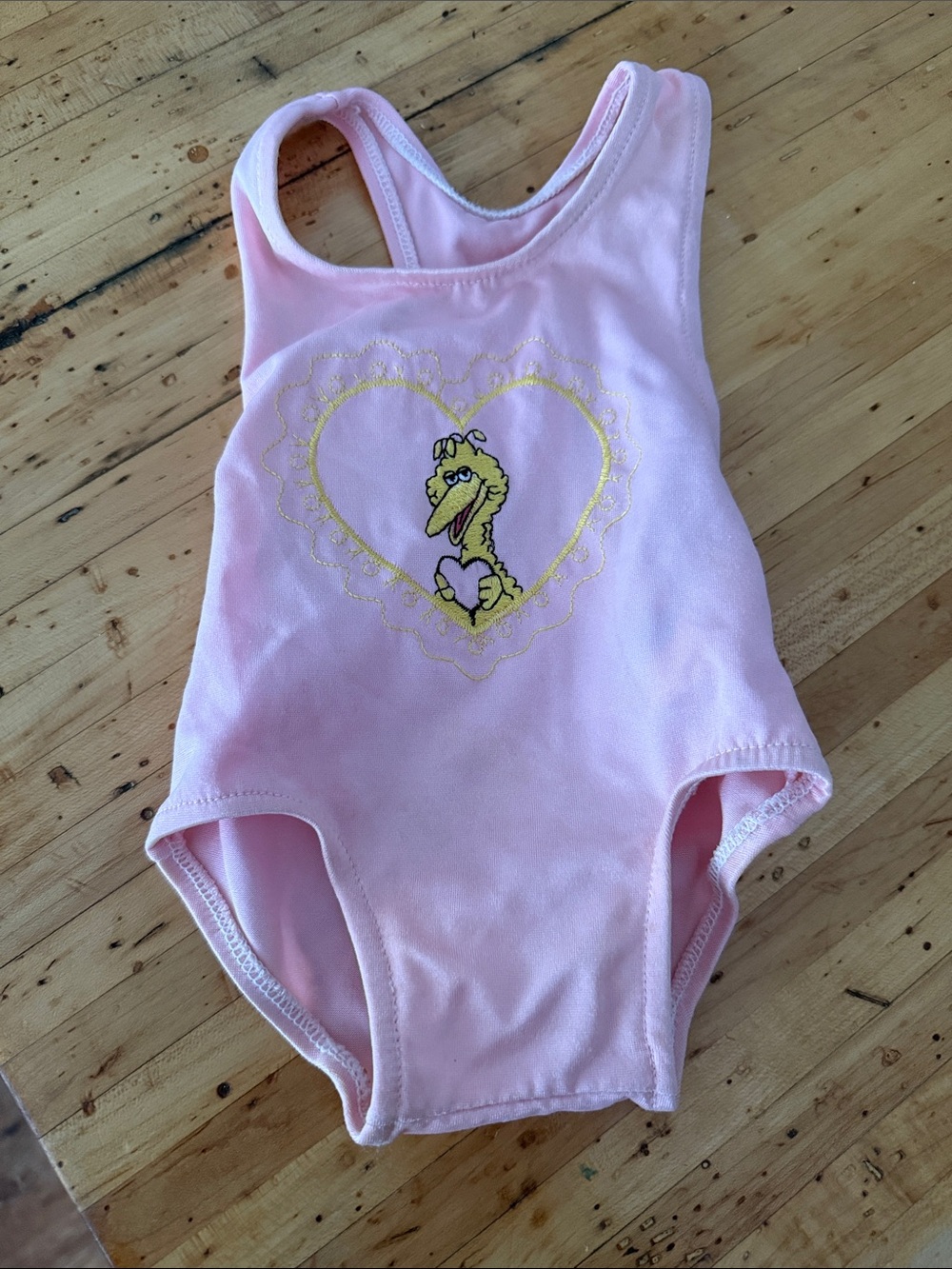 JCPenney Sesame Street VINTAGE USA Girls' Pink Big Bird Heart One-Piece Swimsuit